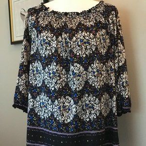 INC - Black/White Print - Three Quarter Sleeve Top